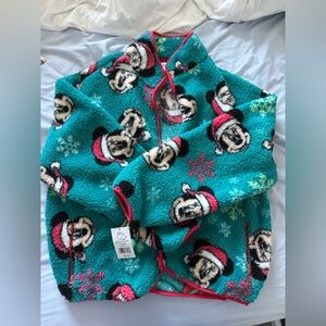 Disney christmas Teal and Red Fleece with Mickey Design